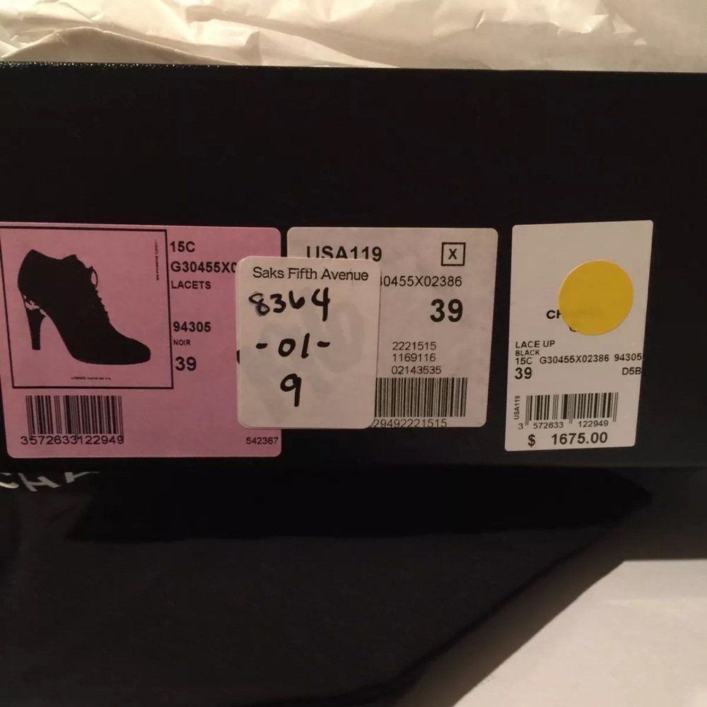 Chanel laceup booties leather pearl-heel black 39 - Picture 10 of 10